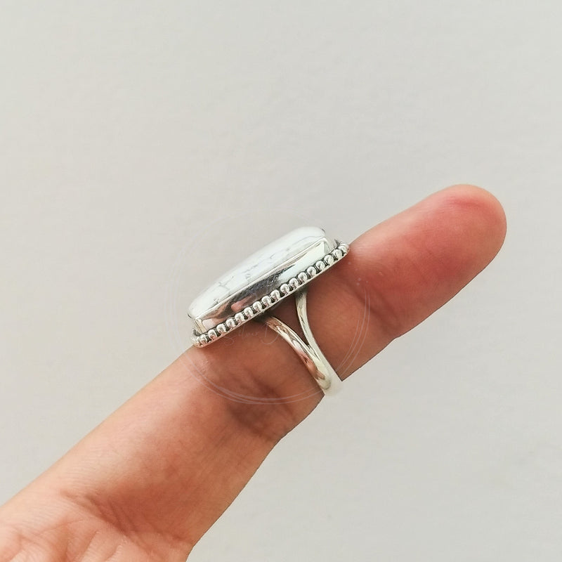 'HEBE' Howlite 925 Solid Sterling Silver Ring