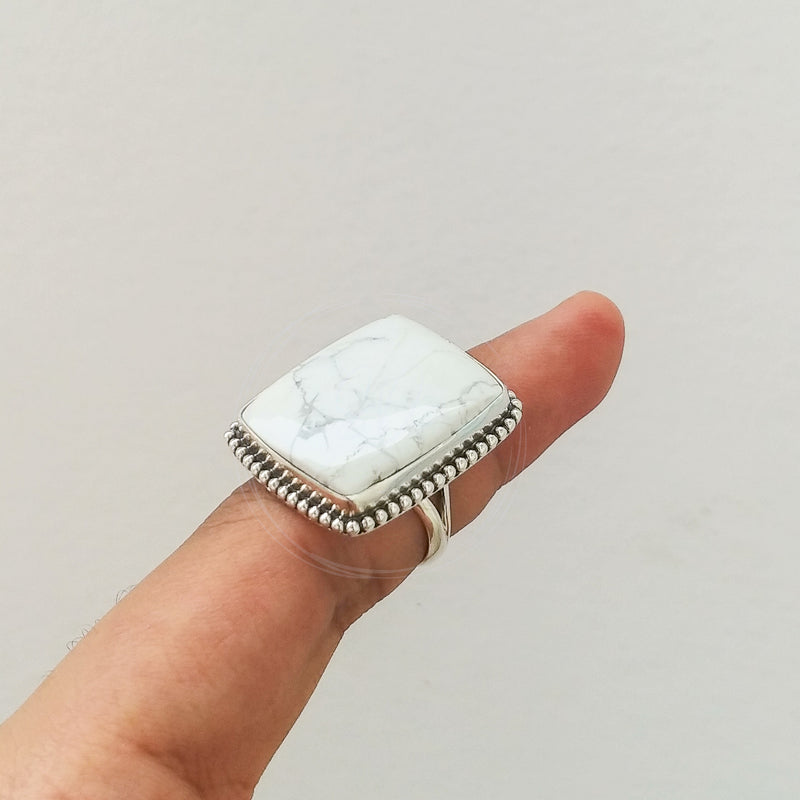 'HEBE' Howlite 925 Solid Sterling Silver Ring