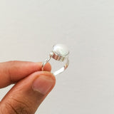 'Minimalist' Pearl 925 Solid Sterling Silver Ring