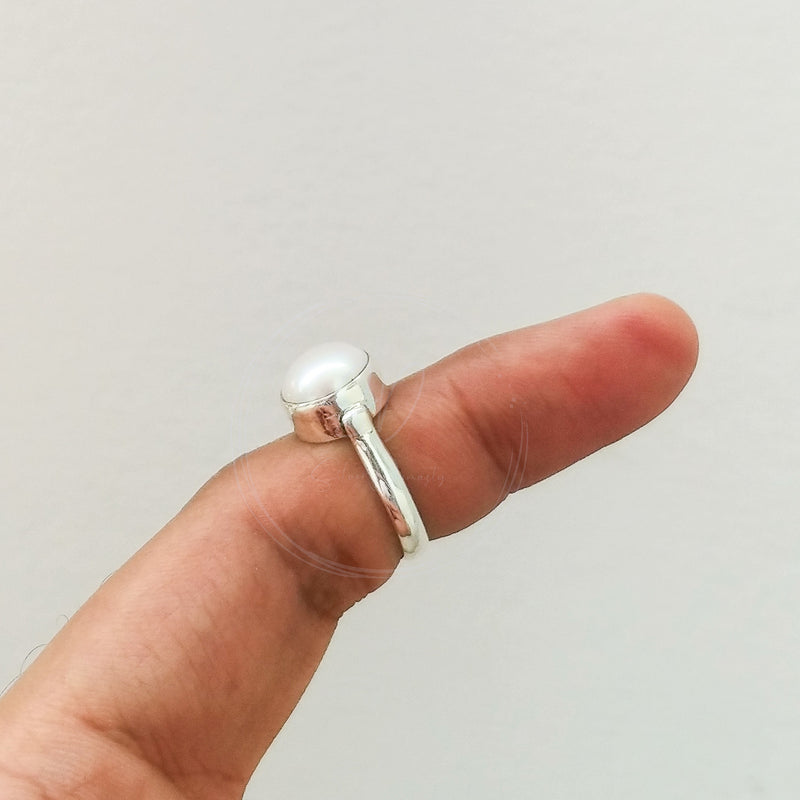 'Minimalist' Pearl 925 Solid Sterling Silver Ring