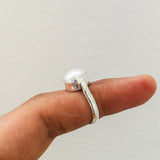 'Minimalist' Pearl 925 Solid Sterling Silver Ring