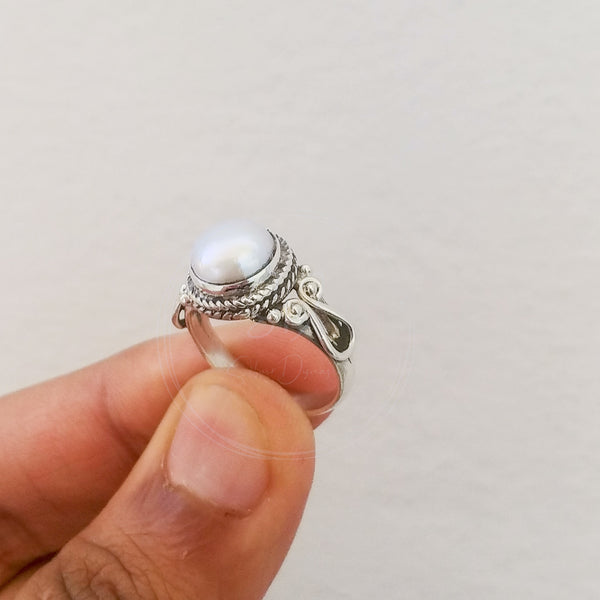 'Boho' Pearl 925 Solid Sterling Silver Ring