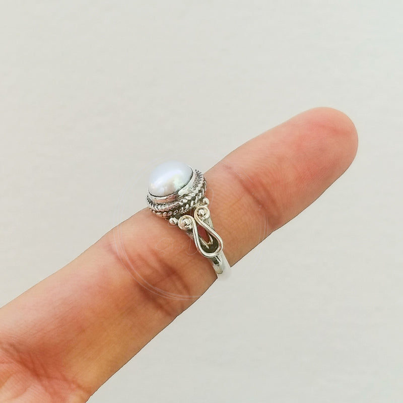 'Boho' Pearl 925 Solid Sterling Silver Ring