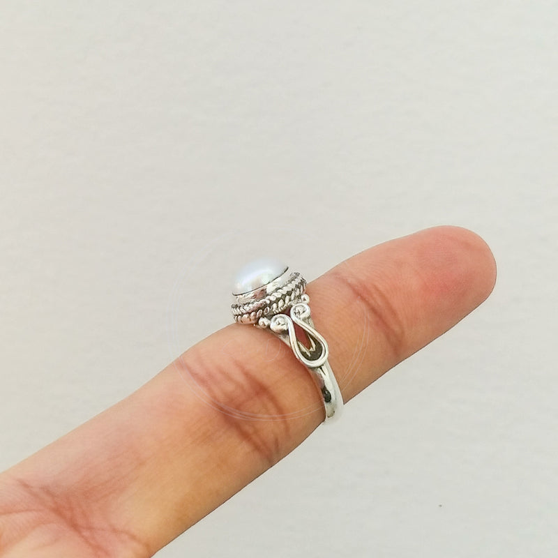 'Boho' Pearl 925 Solid Sterling Silver Ring