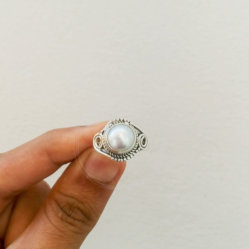 'Fortuna' Pearl 925 Solid Sterling Silver Ring