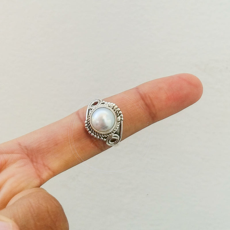 'Fortuna' Pearl 925 Solid Sterling Silver Ring