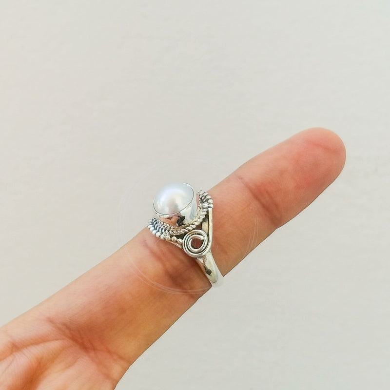 'Fortuna' Pearl 925 Solid Sterling Silver Ring