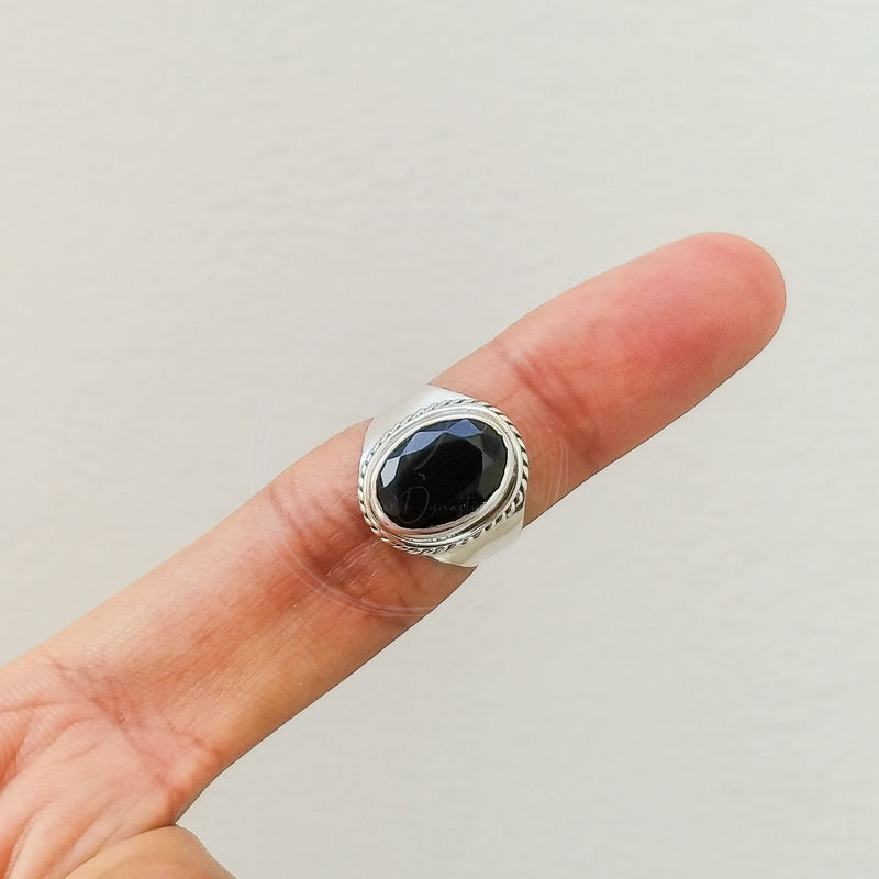 'BIA' Black Onyx 925 Solid Sterling Silver Ring