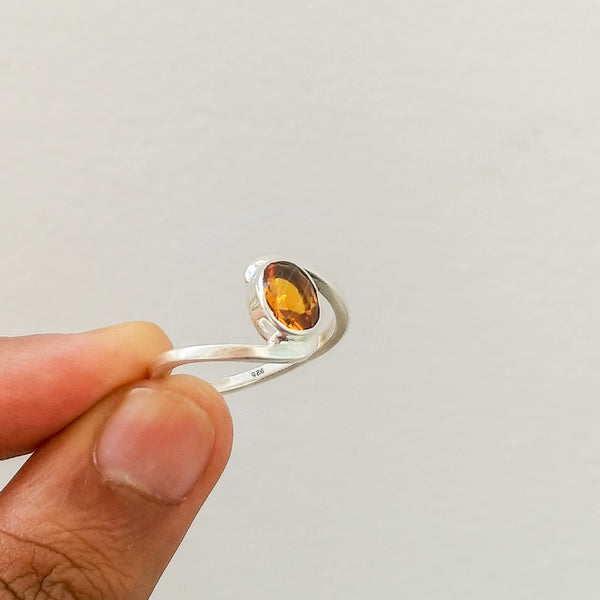 'Minimalist' Citrine 925 Solid Sterling Silver Ring