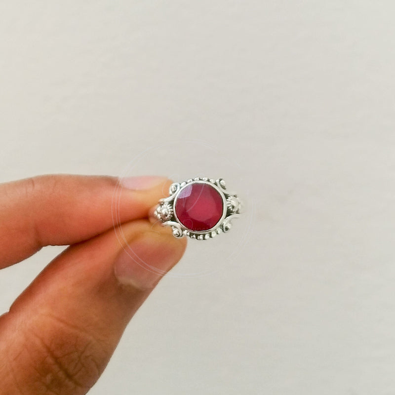 'Bohmin' Ruby 925 Solid Sterling Silver Ring