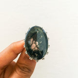 'HEBE' Moss Agate 925 Solid Sterling Silver Ring