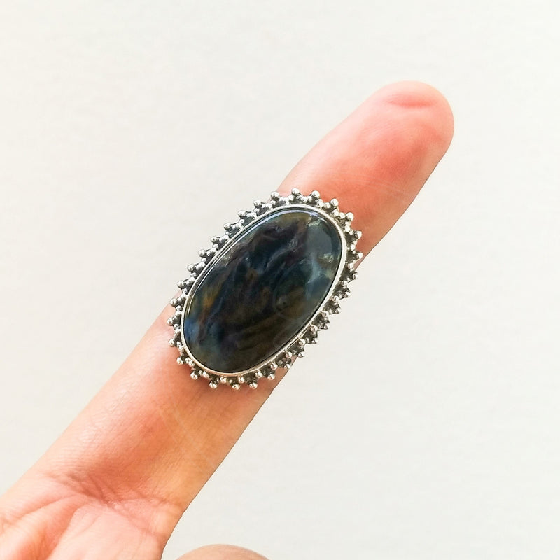 'HEBE' Pietersite 925 Solid Sterling Silver Ring