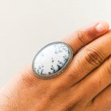 'Modern' Dendritic Opal 925 Solid Sterling Silver Ring