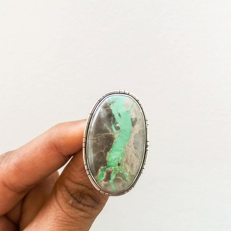 'RHEA' Variscite 925 Solid Sterling Silver Ring