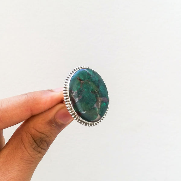 'RHEA' Chrysocolla 925 Solid Sterling Silver Ring