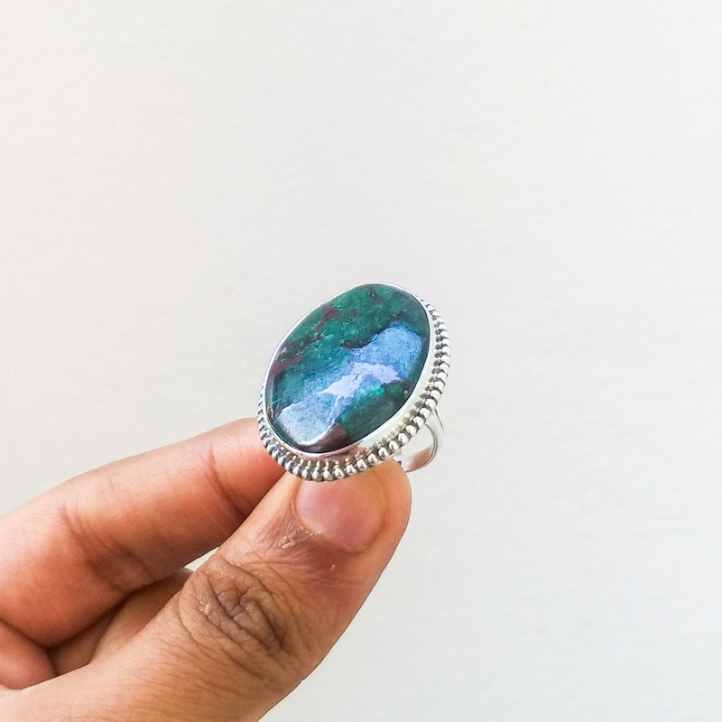 'RHEA' Chrysocolla 925 Solid Sterling Silver Ring