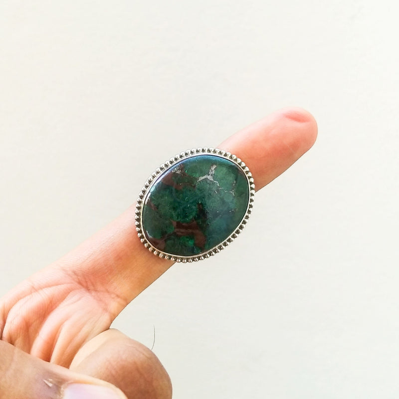 'RHEA' Chrysocolla 925 Solid Sterling Silver Ring