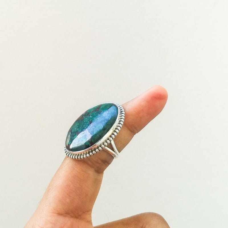 'RHEA' Chrysocolla 925 Solid Sterling Silver Ring