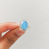 'Fortuna' Chalcedony 925 Solid Sterling Silver Ring