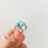 'Achelois' Turquoise 925 Solid Sterling Silver Ring