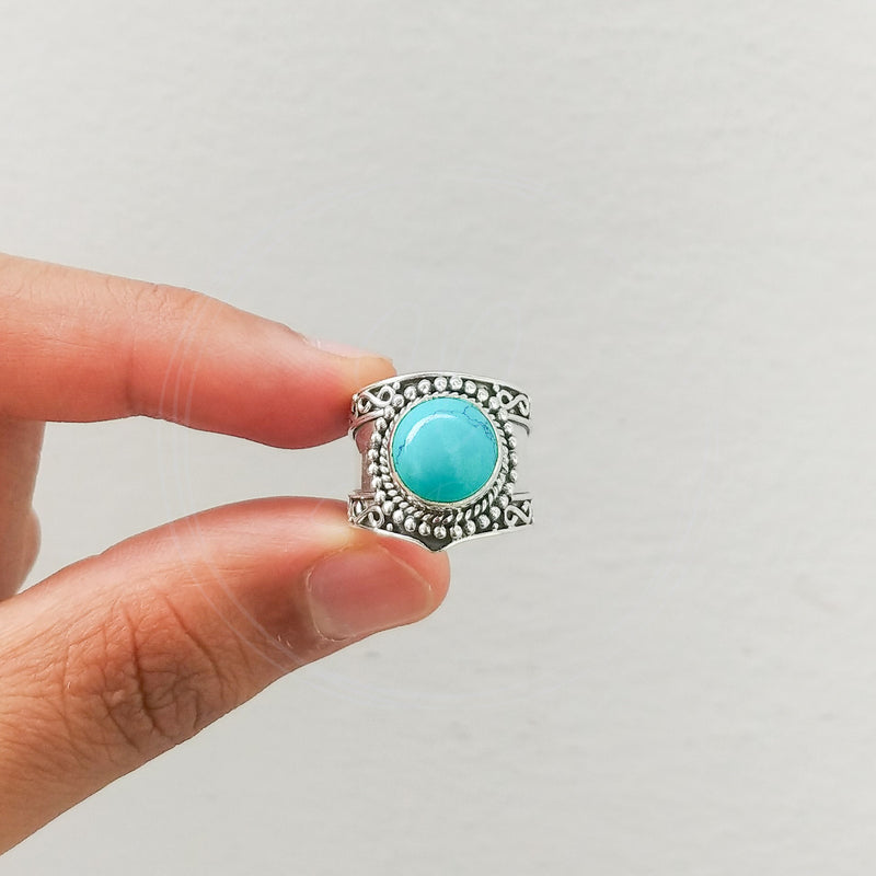 'Achelois' Turquoise 925 Solid Sterling Silver Ring