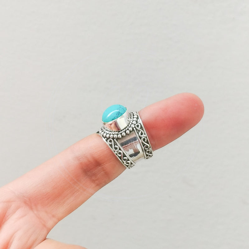 'Achelois' Turquoise 925 Solid Sterling Silver Ring