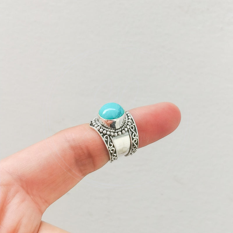 'Achelois' Turquoise 925 Solid Sterling Silver Ring