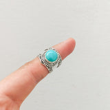 'Achelois' Turquoise 925 Solid Sterling Silver Ring