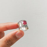 'Boho' Ruby 925 Solid Sterling Silver Ring