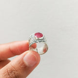 'Boho' Ruby 925 Solid Sterling Silver Ring