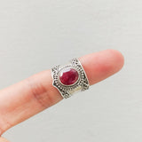 'Boho' Ruby 925 Solid Sterling Silver Ring