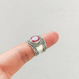 'Boho' Ruby 925 Solid Sterling Silver Ring