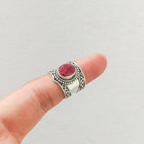 'Boho' Ruby 925 Solid Sterling Silver Ring