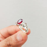 'Flower' Garnet 925 Solid Sterling Silver Ring