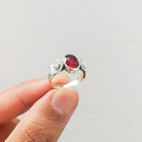 'Flower' Garnet 925 Solid Sterling Silver Ring