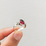 'Flower' Garnet 925 Solid Sterling Silver Ring