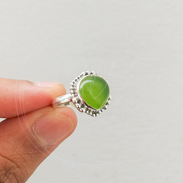 'BIA' Peridot 925 Solid Sterling Silver Ring Cabochon