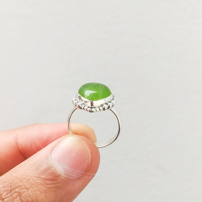 'BIA' Peridot 925 Solid Sterling Silver Ring Cabochon