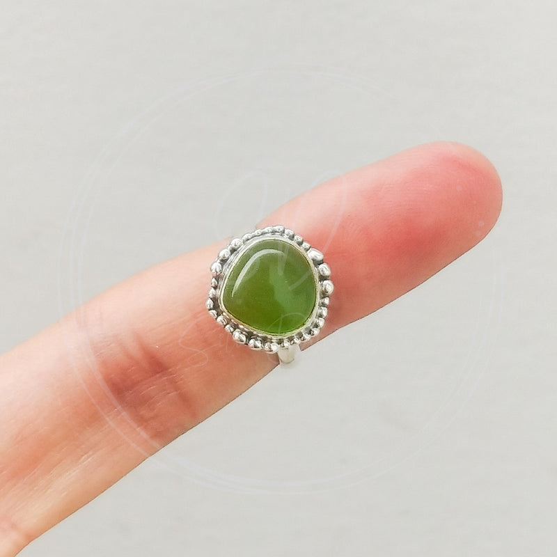 'BIA' Peridot 925 Solid Sterling Silver Ring Cabochon