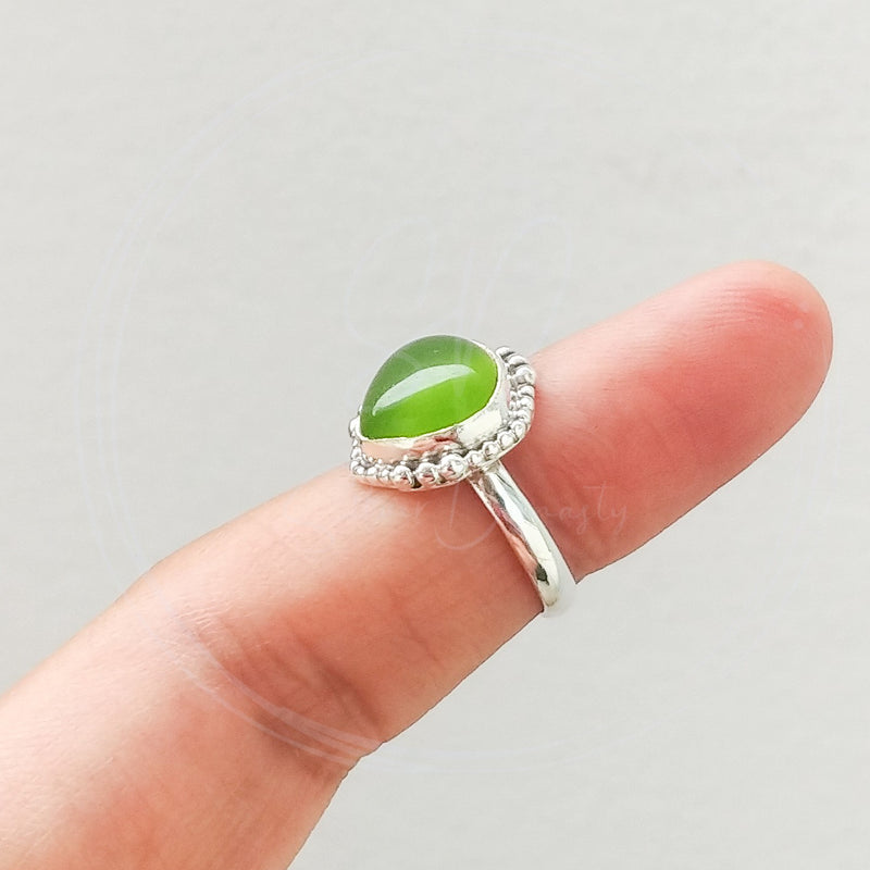 'BIA' Peridot 925 Solid Sterling Silver Ring Cabochon