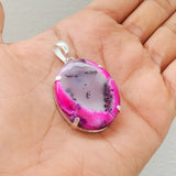 'Minimalist' Pink Dendritic Opal 925 Solid Sterling Silver Pendant