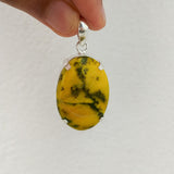 'Minimalist' Yellow Dendritic Opal 925 Solid Sterling Silver Pendant