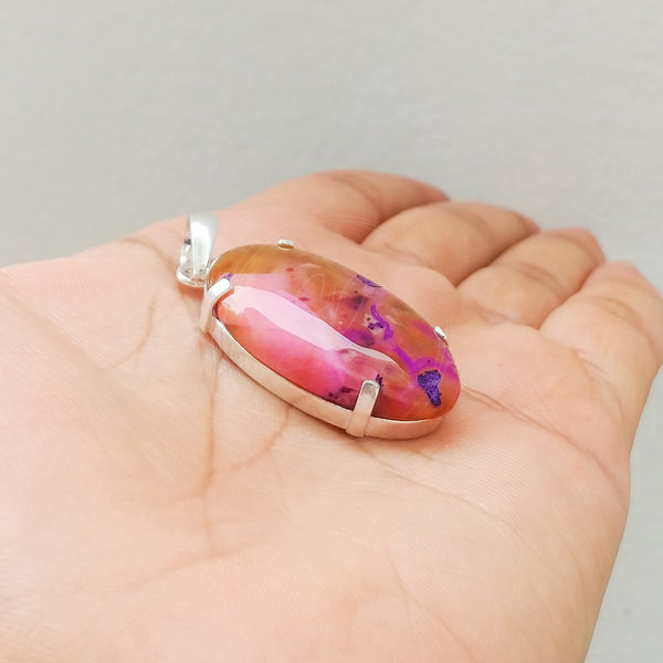 'Minimalist' Multicolor Dendritic Opal 925 Solid Sterling Silver Pendant