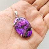 'Minimalist' Purple Dendritic Opal 925 Solid Sterling Silver Pendant