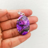 'Minimalist' Purple Dendritic Opal 925 Solid Sterling Silver Pendant