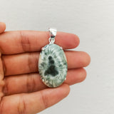 'Minimalist' White Agate 925 Solid Sterling Silver Pendant