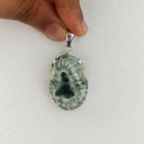 'Minimalist' White Agate 925 Solid Sterling Silver Pendant