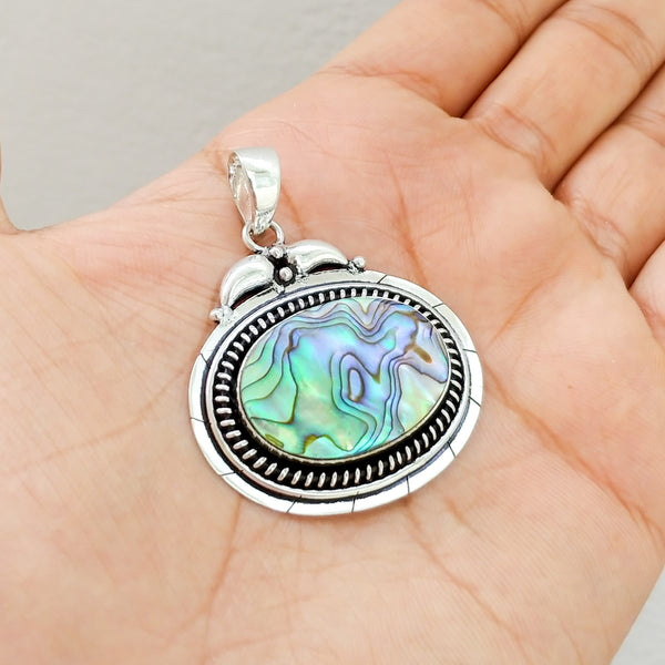 'Boho' Abalone 925 Solid Sterling Silver Pendant