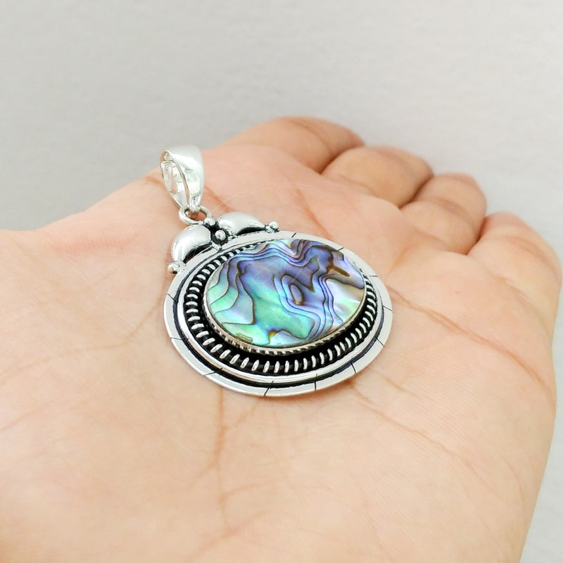 'Boho' Abalone 925 Solid Sterling Silver Pendant