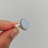 'Minimalist' Rainbow Moonstone Sterling Silver Ring